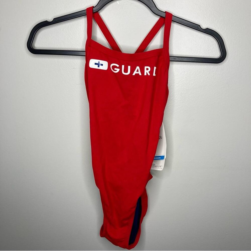 NWT SPEEDO Life Guard Red One Piece Swimsuit 28